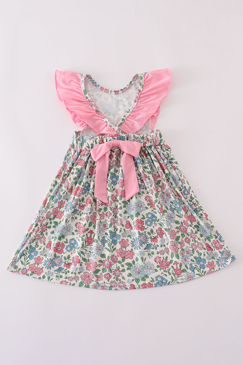 Vintage floral print ruffle dress