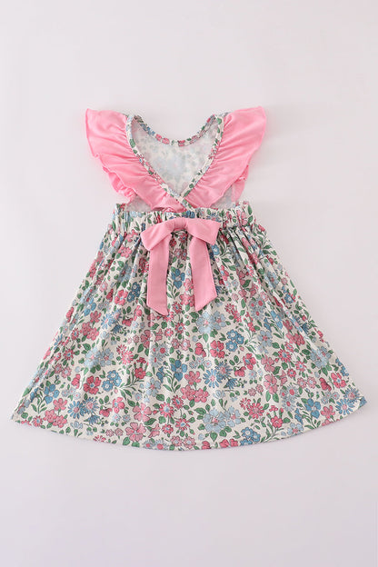 Vintage floral print ruffle dress