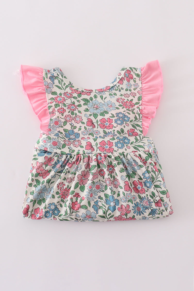 Vintage floral print ruffle dress