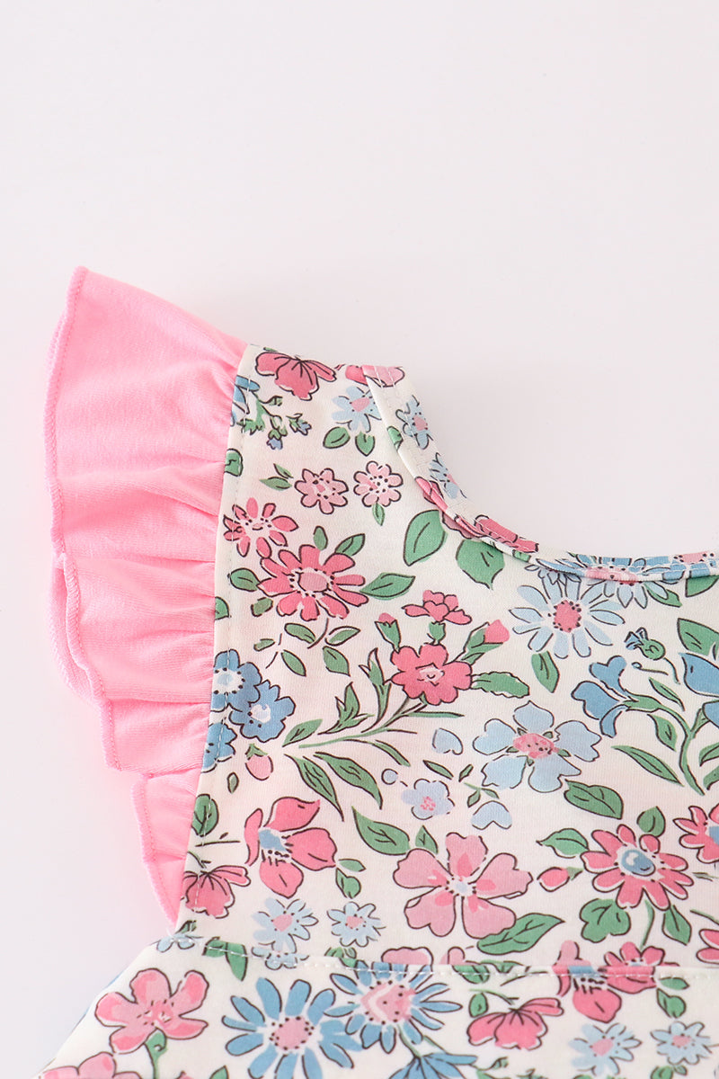 Vintage floral print ruffle dress