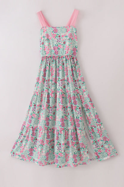 Green dream garden tiered mom dress