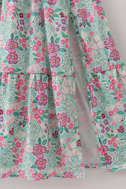Green dream garden tiered mom dress