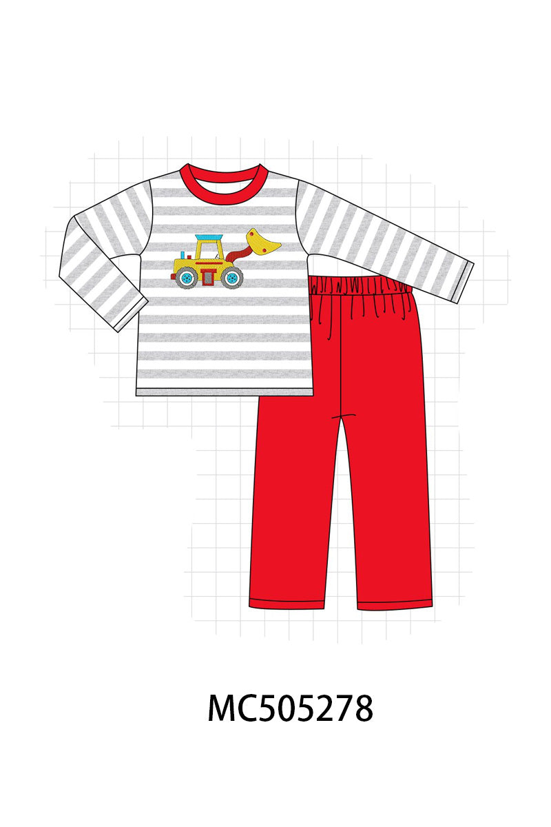 PO57 Red stripe excavator applique collection