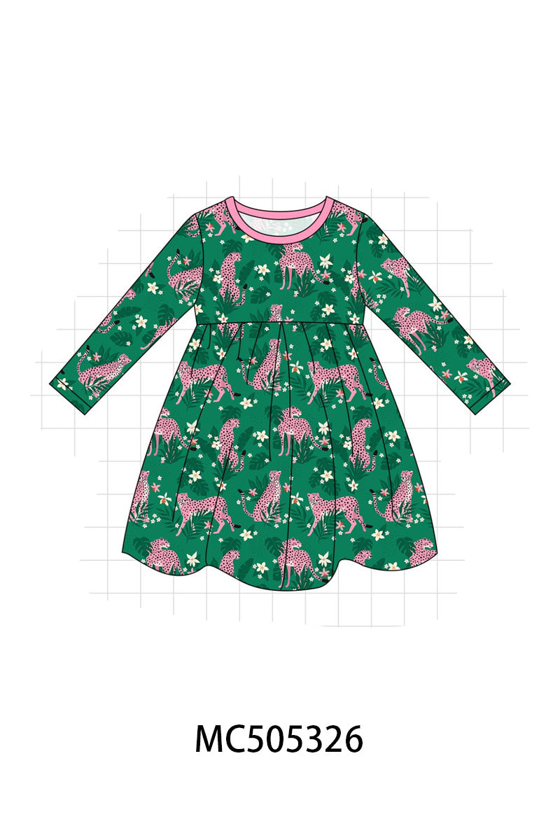 PO57 Green leopard print bamboo pajamas collection