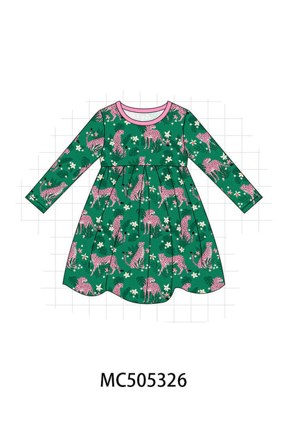 PO57 Green leopard print bamboo pajamas collection