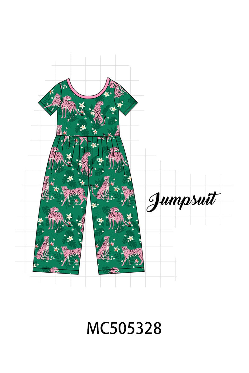 PO57 Green leopard print bamboo pajamas collection