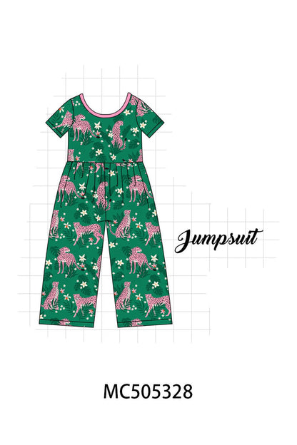 PO57 Green leopard print bamboo pajamas collection