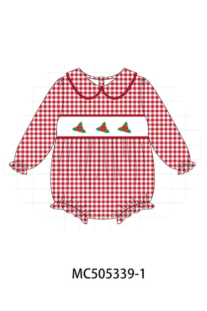 PO57 Red christmas embroidery gingham collection