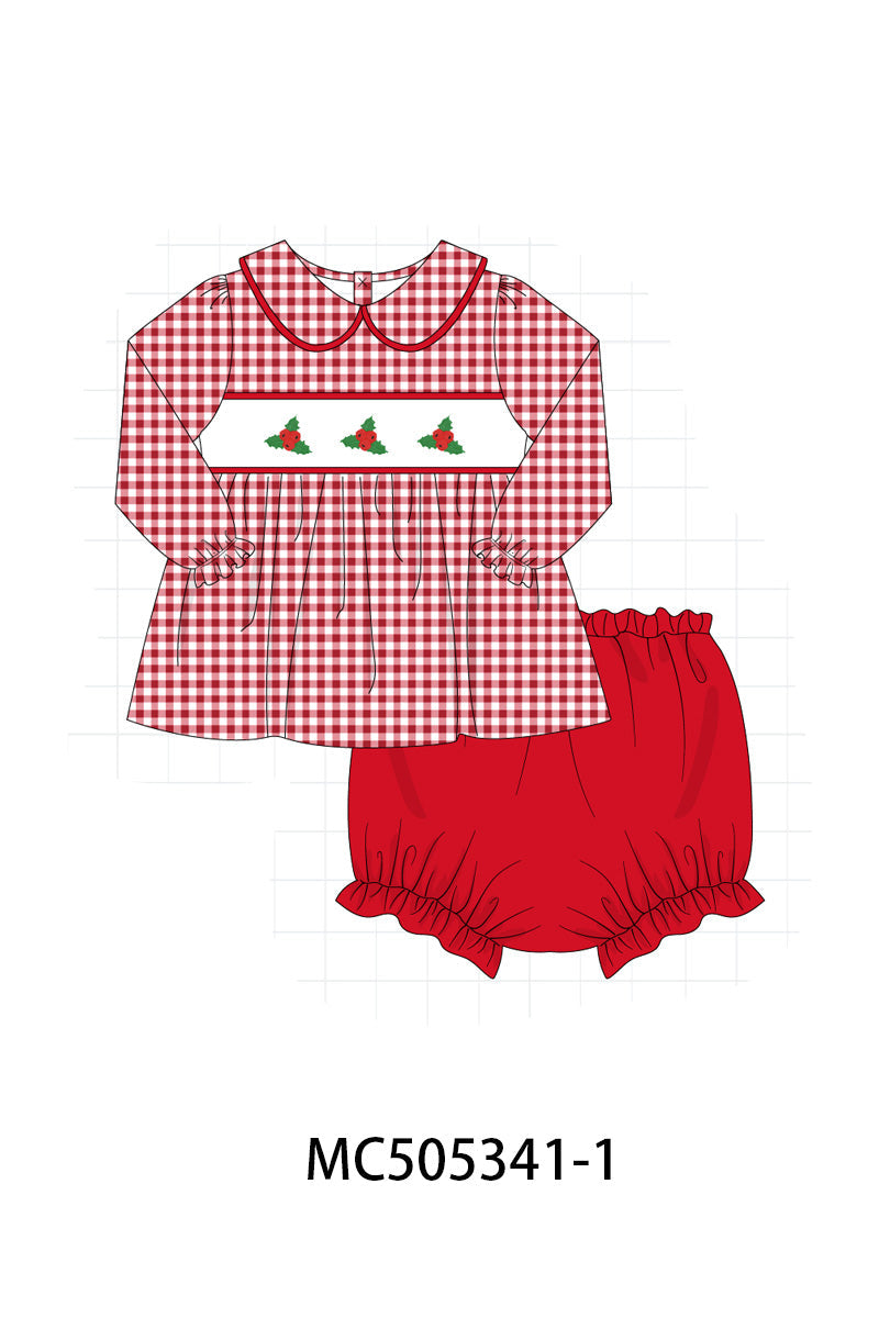 PO57 Red christmas embroidery gingham collection
