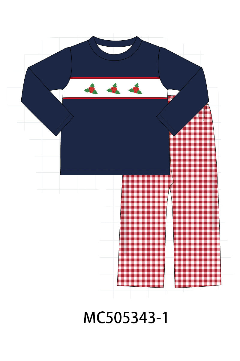 PO57 Red christmas embroidery gingham collection