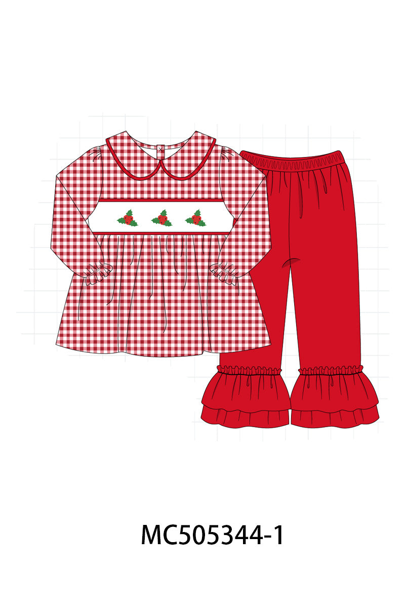 PO57 Red christmas embroidery gingham collection