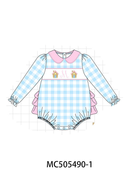 PO58 Christmas gingerbread house monogram embroidery gingham collection