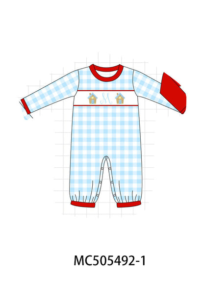 PO58 Christmas gingerbread house monogram embroidery gingham collection