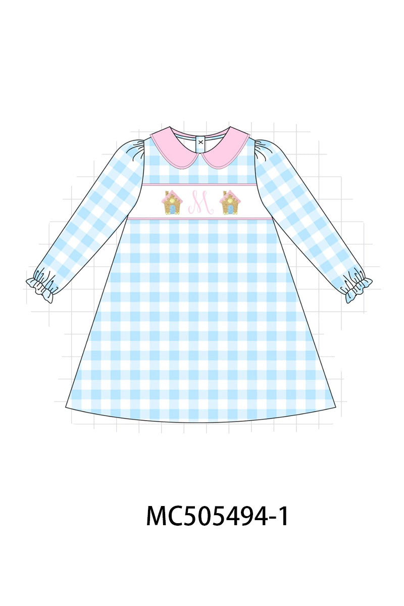 PO58 Christmas gingerbread house monogram embroidery gingham collection