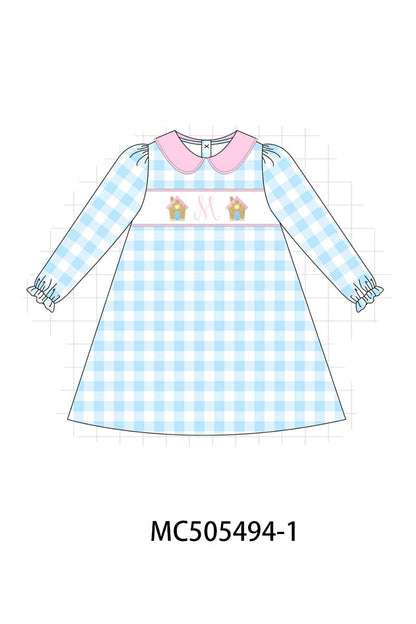 PO58 Christmas gingerbread house monogram embroidery gingham collection