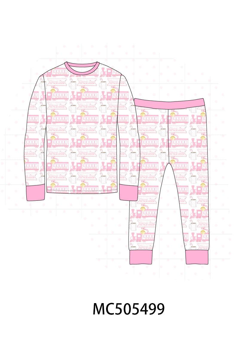 PO58 Pink the polar express print bamboo collection