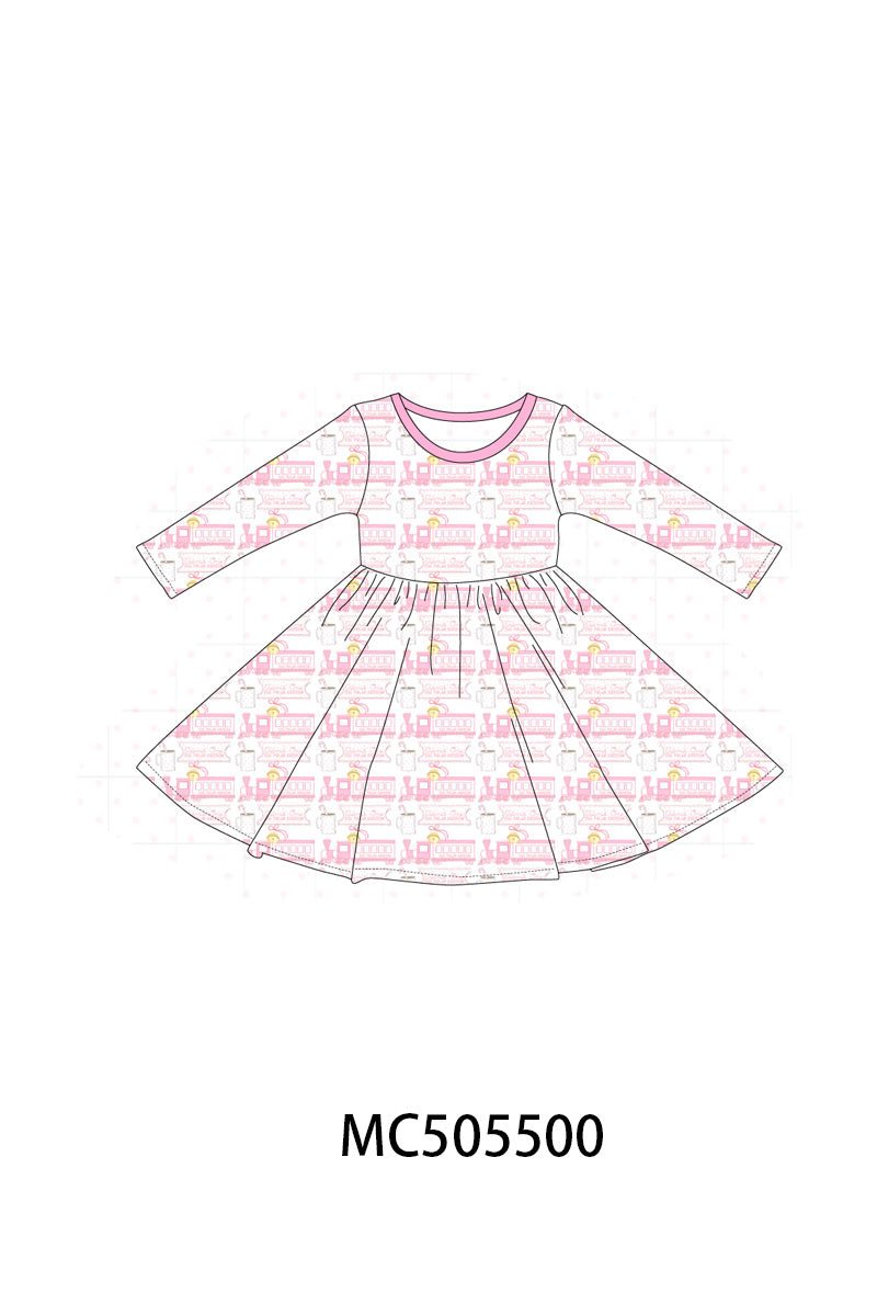 PO58 Pink the polar express print bamboo collection
