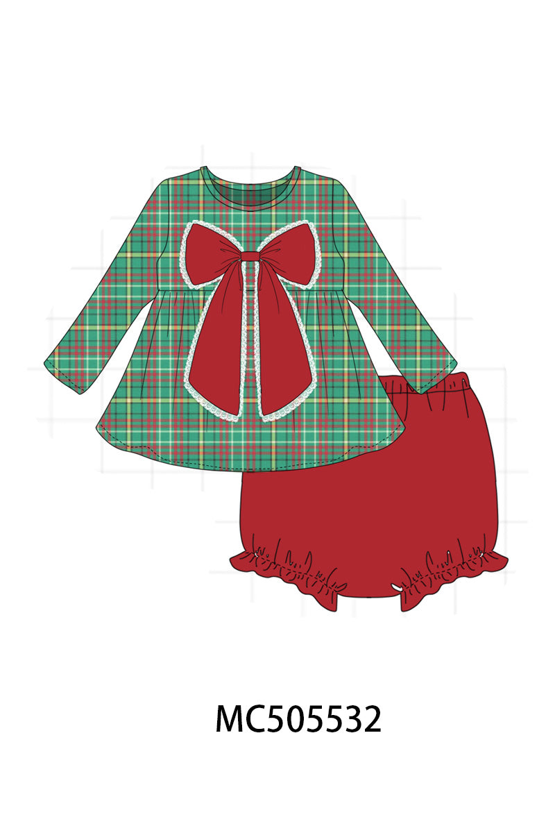 PO58 Forest christmas lace bow plaid collection