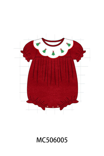 PO59 Red christmas tree embroidery fleece collection