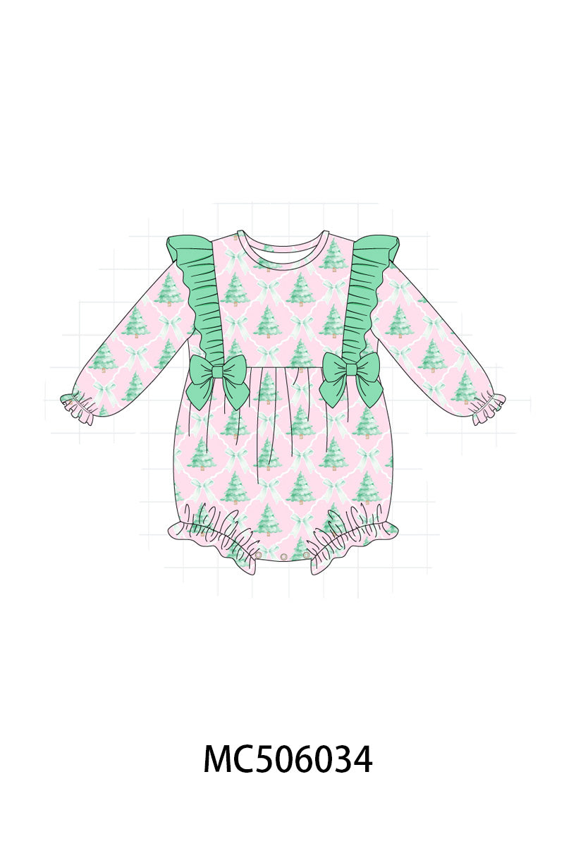 PO59 Mint & Pink christmas tree print ruffle collection