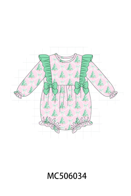 PO59 Mint & Pink christmas tree print ruffle collection