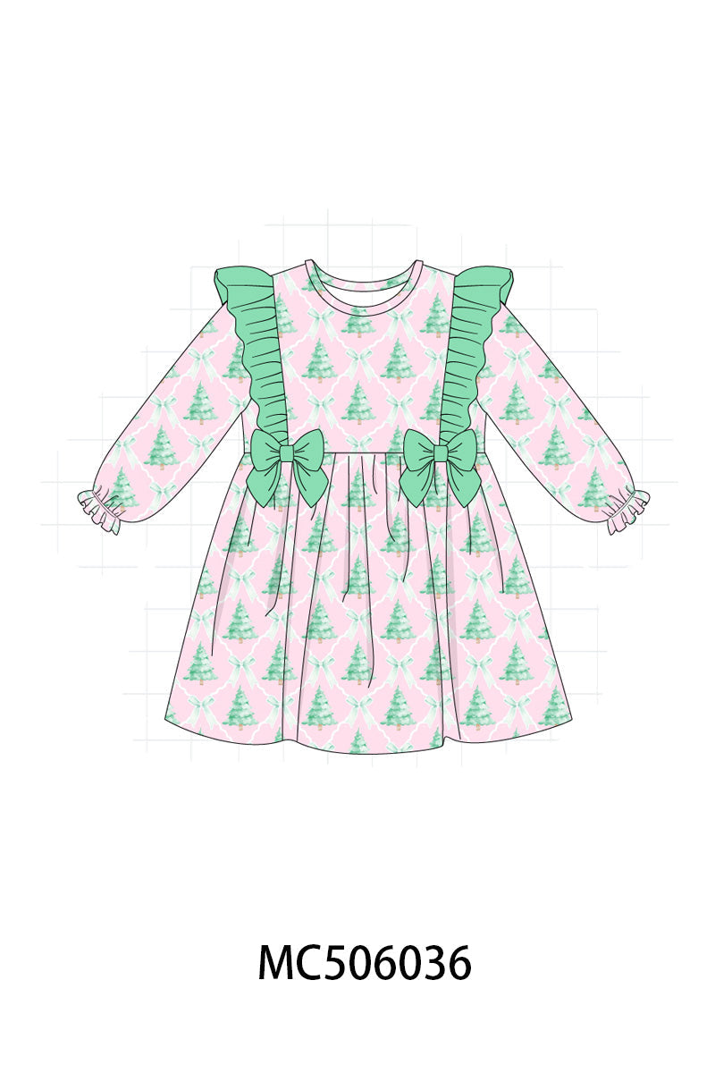 PO59 Mint & Pink christmas tree print ruffle collection