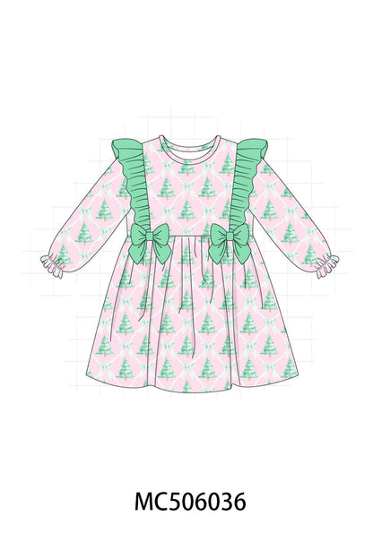 PO59 Mint & Pink christmas tree print ruffle collection