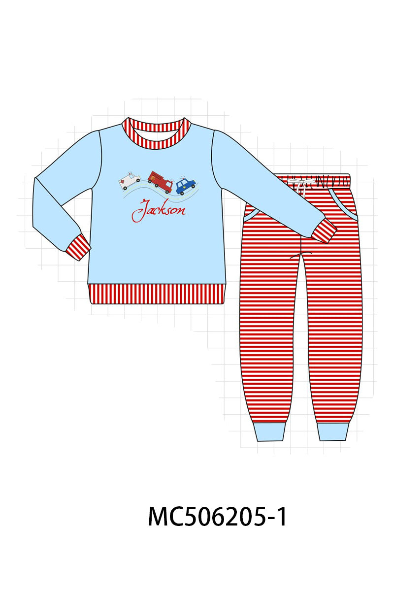 PO60 Blue rescue vehicle embroidery monogram collection