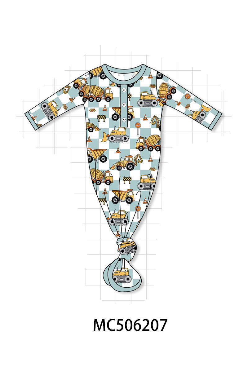 PO60 Excavator print checkered bamboo pajamas collection