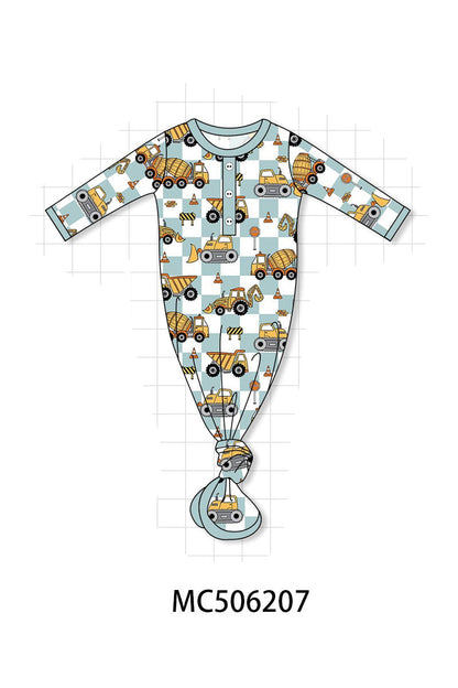 PO60 Excavator print checkered bamboo pajamas collection