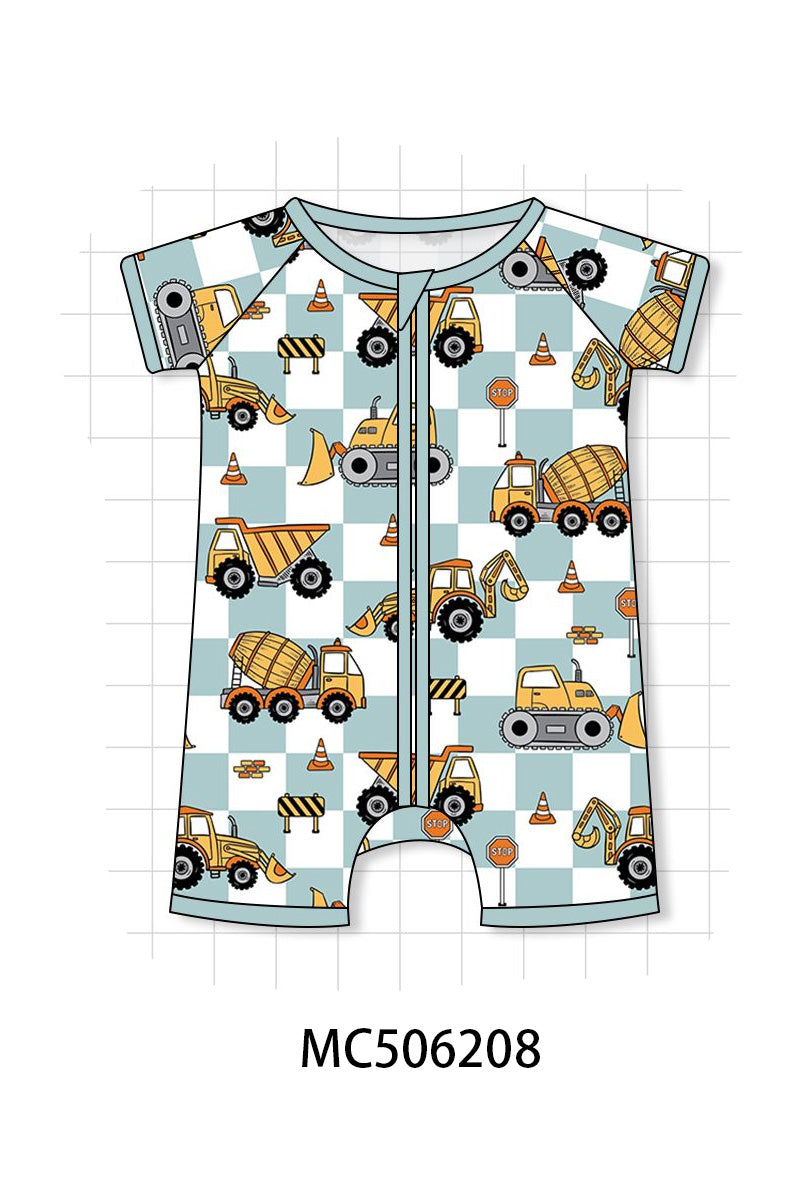 PO60 Excavator print checkered bamboo pajamas collection