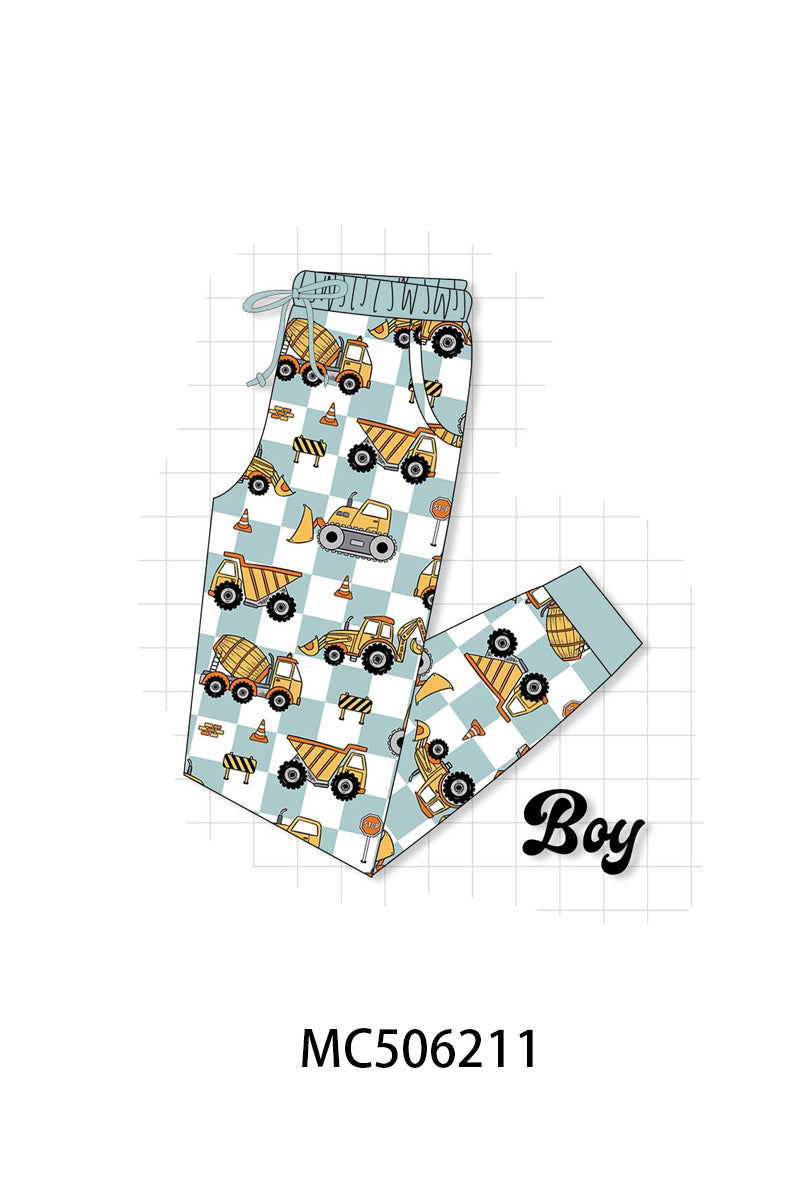 PO60 Excavator print checkered bamboo pajamas collection