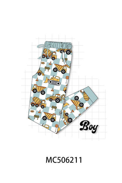 PO60 Excavator print checkered bamboo pajamas collection