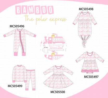 PO58 Pink the polar express print bamboo collection
