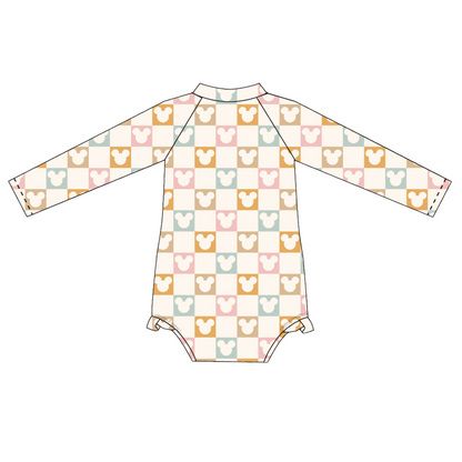 Checkered Magic Long Sleeve Swimsuit