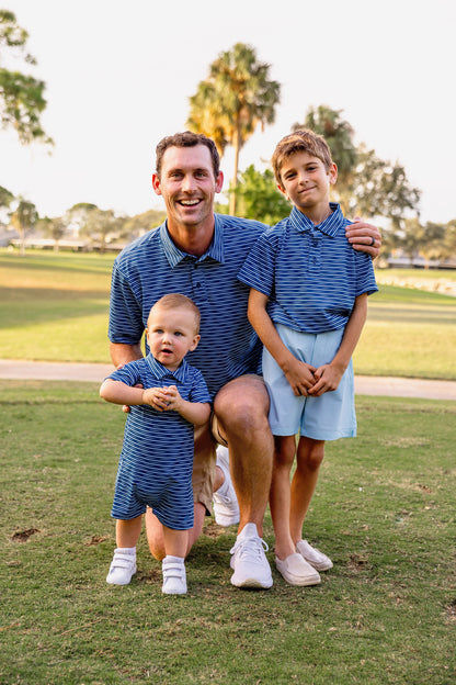Walker Boys Golf & Tennis Performance Polo -Sonoma Stripe Twilight