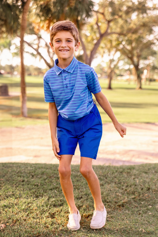 Walker Boys Golf & Tennis Performance Polo -Sonoma Stripe Oasis