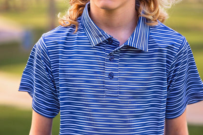 Walker Boys Golf & Tennis Performance Polo -Sonoma Stripe Twilight