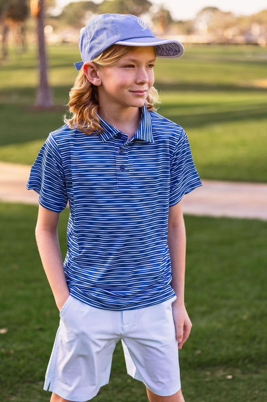 Walker Boys Golf & Tennis Performance Polo -Sonoma Stripe Twilight