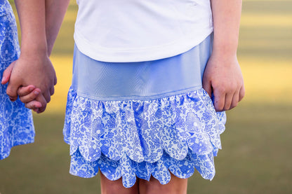 Girls Sophia Layered Hem Golf & Tennis Skort  -Riviera Glacial Blue