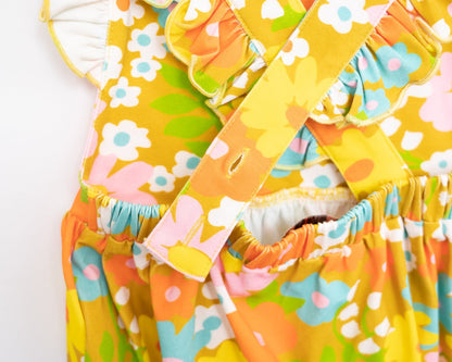 Sixties Summer Floral Pinafore Romper for Baby and Toddler Girl