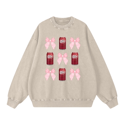 bow Snow Washed Oversized Sweatshirt