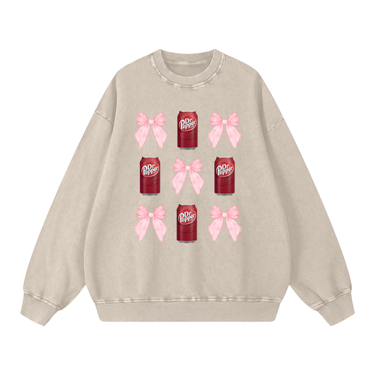 bow Snow Washed Oversized Sweatshirt