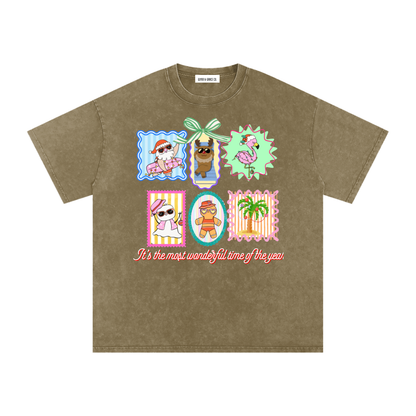 Snow Washed Oversized Cotton T-Shirt