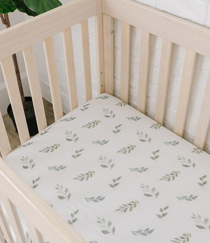 Bamboo Fitted Crib Sheet - Green Leaves