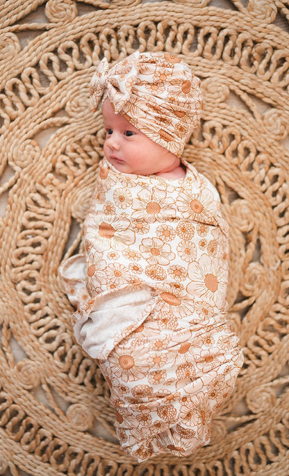 Bow Turban Hat - Flower Garden