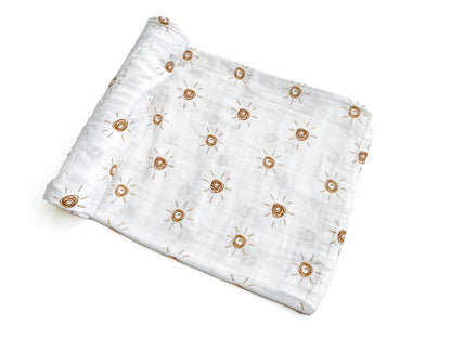 Muslin Swaddle Blanket - Brown Sun