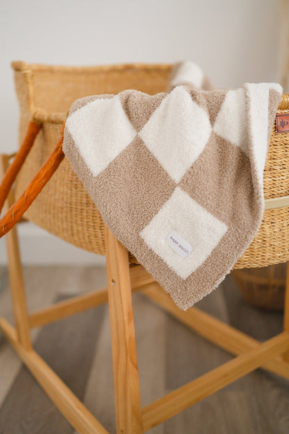 Plush Blanket - Taupe Checker