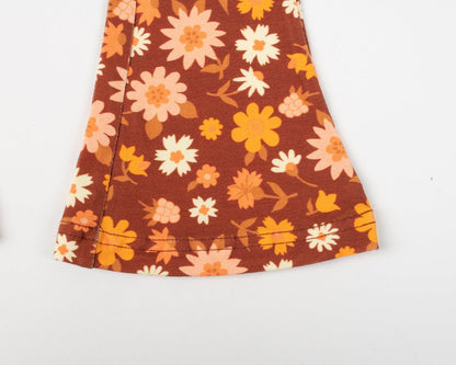 Folk Floral Jersey Bell Bottoms Flare Leggings for Babies, Toddlers and Girls