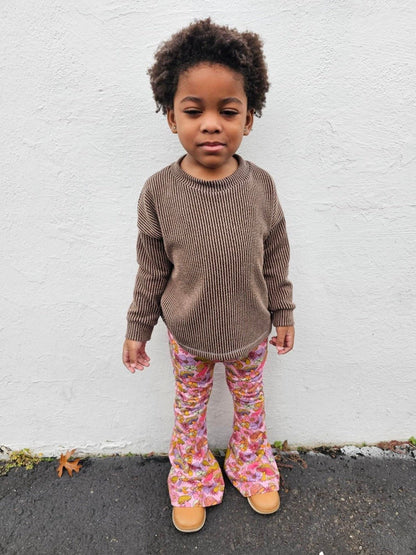 Groovy Mushroom Jersey Bell Bottom Flare Pants for Babies, Toddlers and Girls